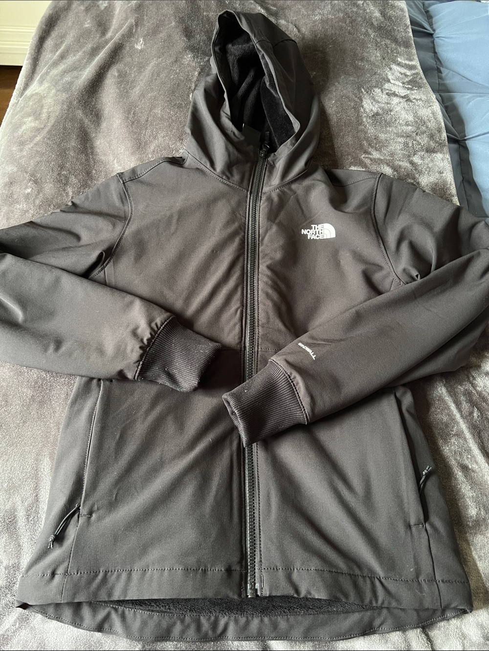 The North Face women’s Black Hooded Softshell Jacket - Logo Chest